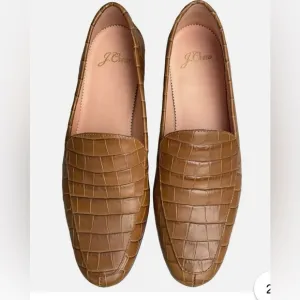 J. Crew Cecile Smoking Slippers Croc-Embossed Shoes Flats Size 8