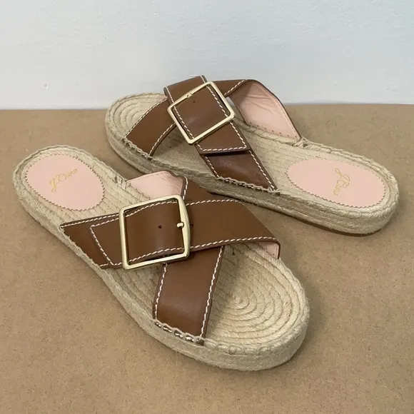 J. Crew Cross Strap Espadrille Slides Sandals Size 10.5
