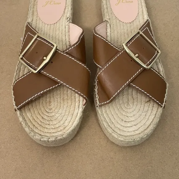J. Crew Cross Strap Espadrille Slides Sandals Size 10.5
