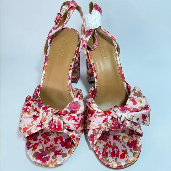 J. Crew Ditsy Floral Print Peep Toe Heeled Sandals NWOT