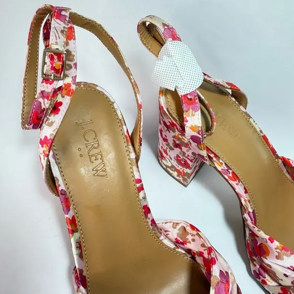 J. Crew Ditsy Floral Print Peep Toe Heeled Sandals NWOT
