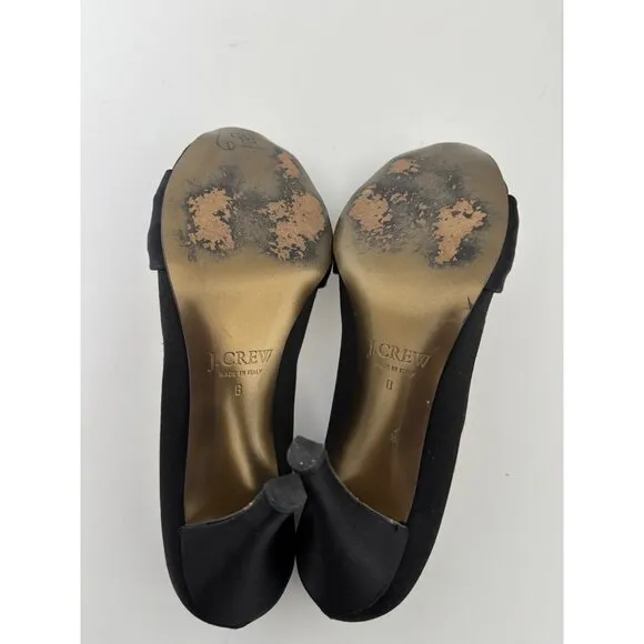 J. Crew Heels 8 Satin Peep Toe Twist Front Quiet Luxury Preppy Chic Old Money