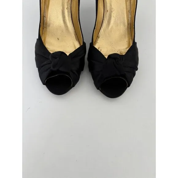 J. Crew Heels 8 Satin Peep Toe Twist Front Quiet Luxury Preppy Chic Old Money