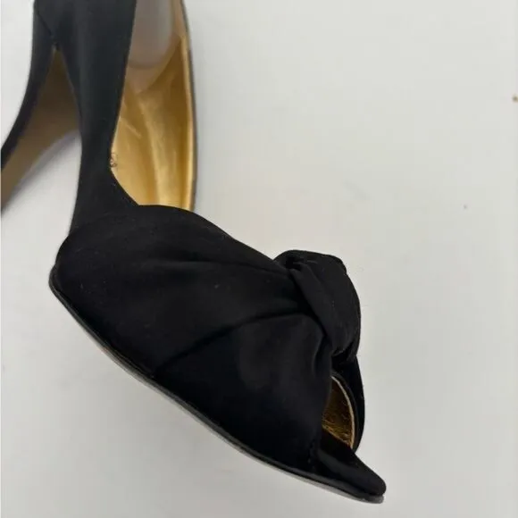 J. Crew Heels 8 Satin Peep Toe Twist Front Quiet Luxury Preppy Chic Old Money