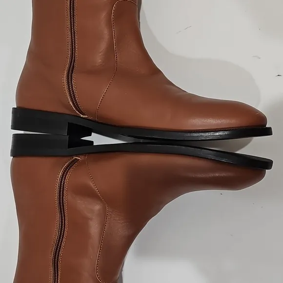 J CREW Leather Riding Boots  Rich Caramel low heel  Size 8