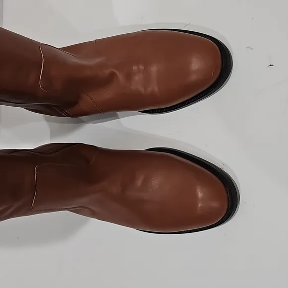 J CREW Leather Riding Boots  Rich Caramel low heel  Size 8