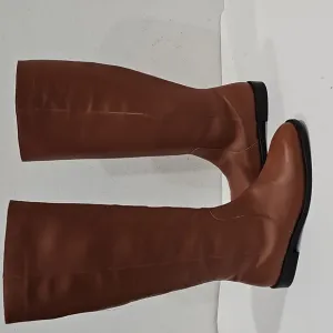 J CREW Leather Riding Boots  Rich Caramel low heel  Size 8