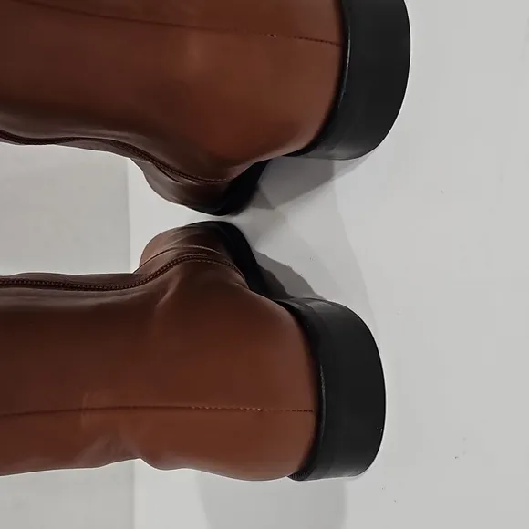 J CREW Leather Riding Boots  Rich Caramel low heel  Size 8
