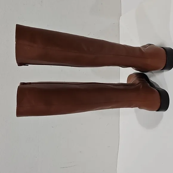 J CREW Leather Riding Boots  Rich Caramel low heel  Size 8