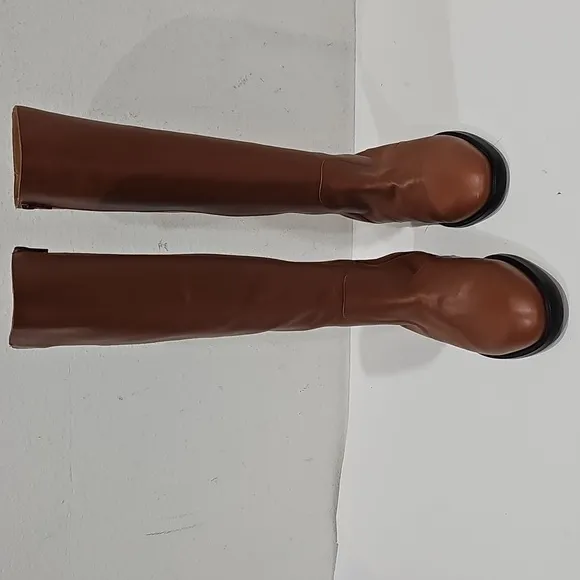 J CREW Leather Riding Boots  Rich Caramel low heel  Size 8