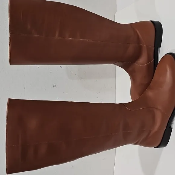 J CREW Leather Riding Boots  Rich Caramel low heel  Size 8