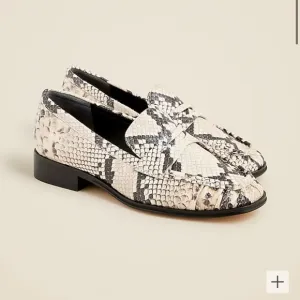 J. Crew Maison ruched loafers in snake-embossed Italian leather