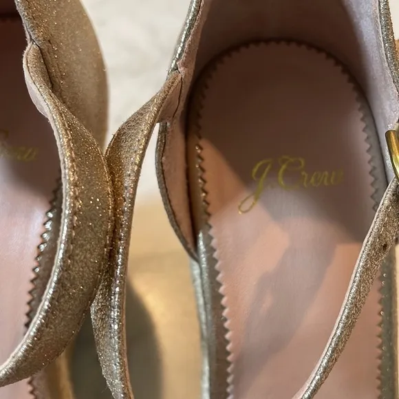 J. Crew Metallic Champagne Espadrille Wedge Sandals