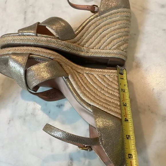 J. Crew Metallic Champagne Espadrille Wedge Sandals