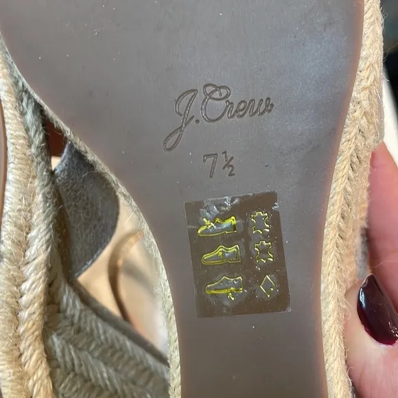 J. Crew Metallic Champagne Espadrille Wedge Sandals