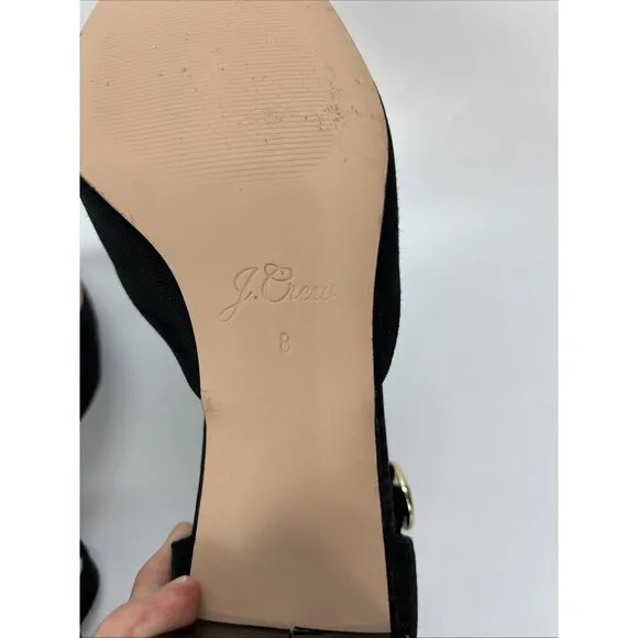 J Crew Millie Ankle Strap Heels In Moiré Black Dress Shoes Size 8