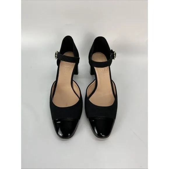J Crew Millie Ankle Strap Heels In Moiré Black Dress Shoes Size 8