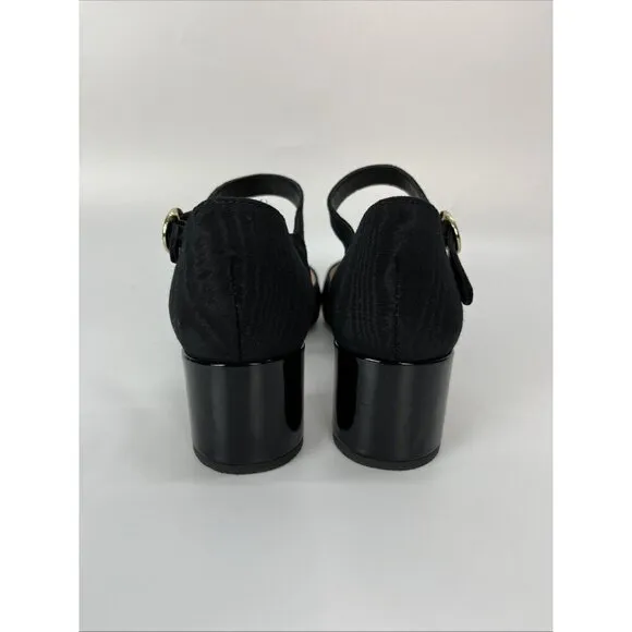 J Crew Millie Ankle Strap Heels In Moiré Black Dress Shoes Size 8