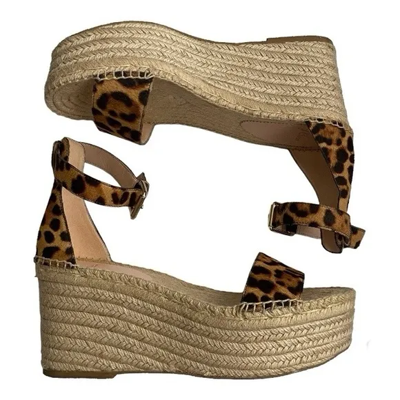 J. Crew Platform Espadrille Leopard PrintCalf Hair Sandals Size 9.5