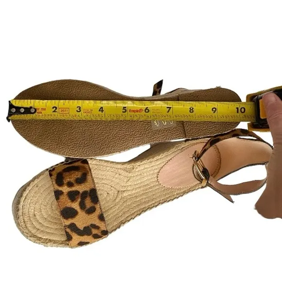 J. Crew Platform Espadrille Leopard PrintCalf Hair Sandals Size 9.5