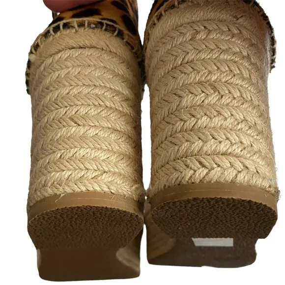 J. Crew Platform Espadrille Leopard PrintCalf Hair Sandals Size 9.5
