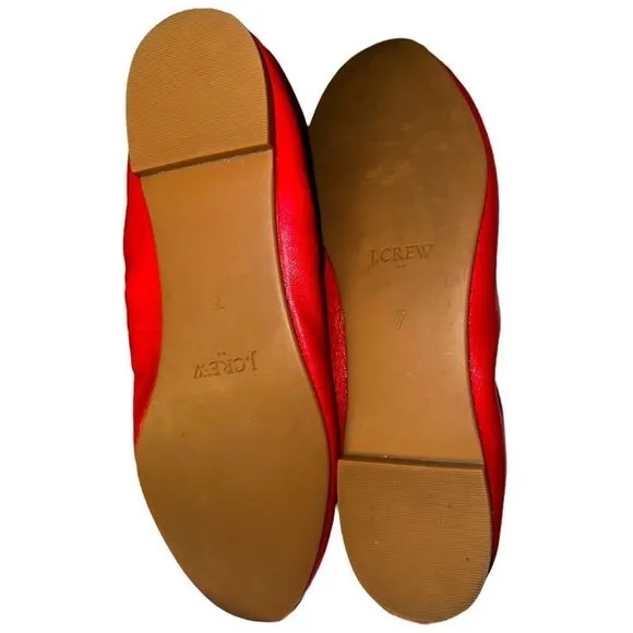 J. Crew Shoes J. Crew Cece Red Poppy Leather Ballet Flats Size 7