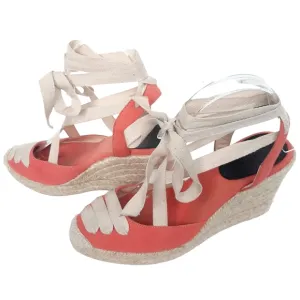 J. CREW Wedge Espadrille Lace Up Canvas Sandals