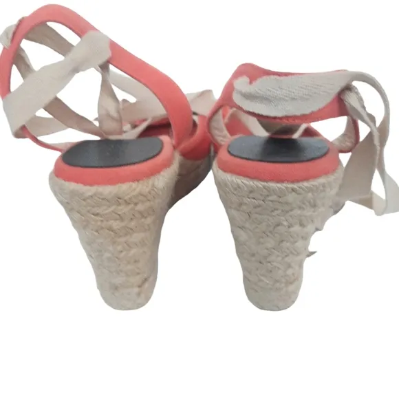 J. CREW Wedge Espadrille Lace Up Canvas Sandals