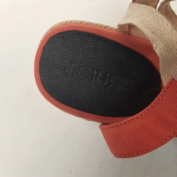 J. CREW Wedge Espadrille Lace Up Canvas Sandals
