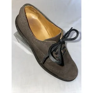 J. Crew Wingtip Dress Shoes Mens Sz 8.5 M Brown Suede Leather Oxfords Block Heel