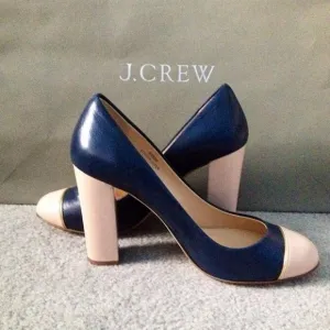 J. Crew Women's Navy and Cream Heels