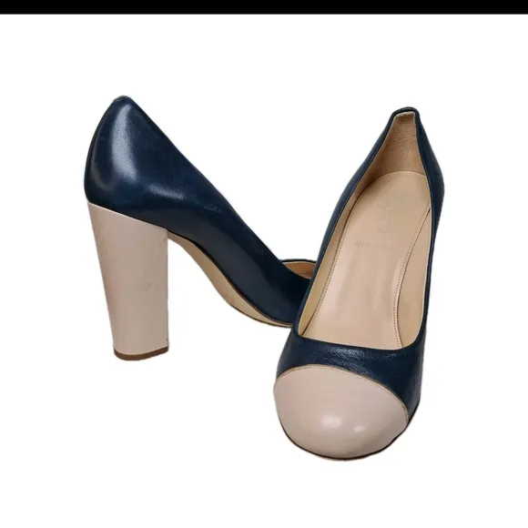 J. Crew Women's Navy and Cream Heels