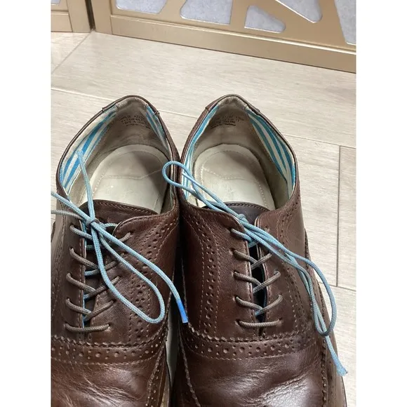 J Shoes Mens Charlie Oxford Wingtip Dress Shoes Brown Leather Round Toe Size 11