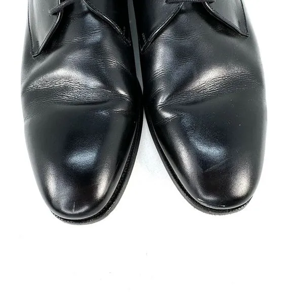 Jack Erwin Black Leather Oxfords Dress Shoes Made in Spain Men's 10.5D US