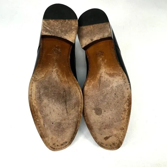 Jack Erwin Black Leather Oxfords Dress Shoes Made in Spain Men's 10.5D US