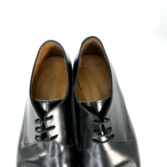 Jack Erwin Black Leather Oxfords Dress Shoes Made in Spain Men's 10.5D US