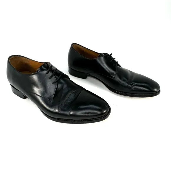 Jack Erwin Black Leather Oxfords Dress Shoes Made in Spain Men's 10.5D US