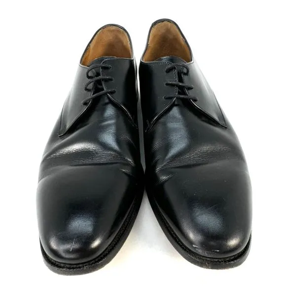 Jack Erwin Black Leather Oxfords Dress Shoes Made in Spain Men's 10.5D US