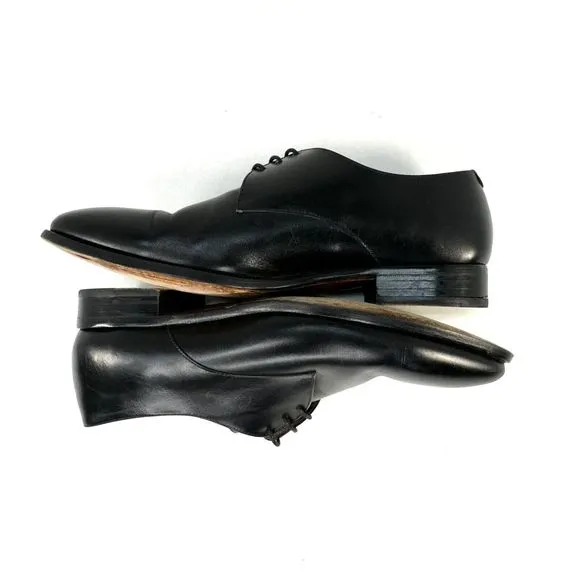 Jack Erwin Black Leather Oxfords Dress Shoes Made in Spain Men's 10.5D US