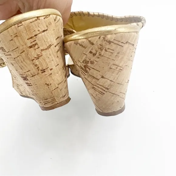 Jack Rogers Marbella Gold Cork Wedge Sandals, Size 8