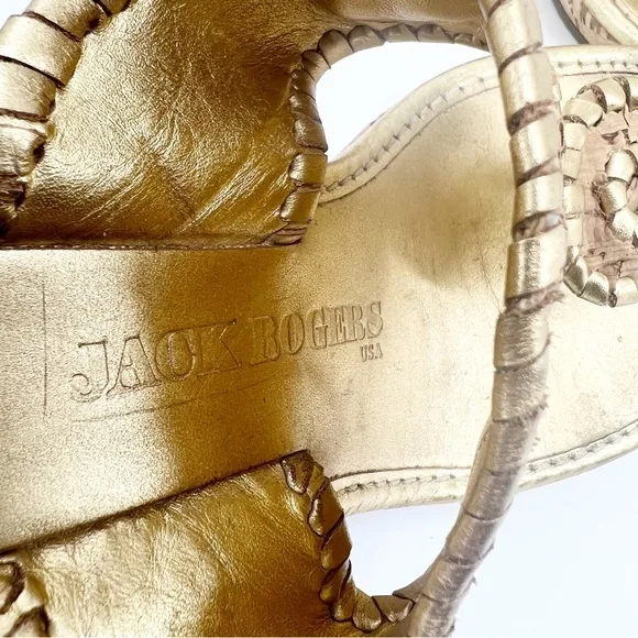 Jack Rogers Marbella Gold Cork Wedge Sandals, Size 8