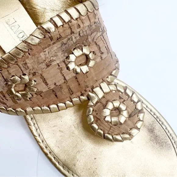 Jack Rogers Marbella Gold Cork Wedge Sandals, Size 8