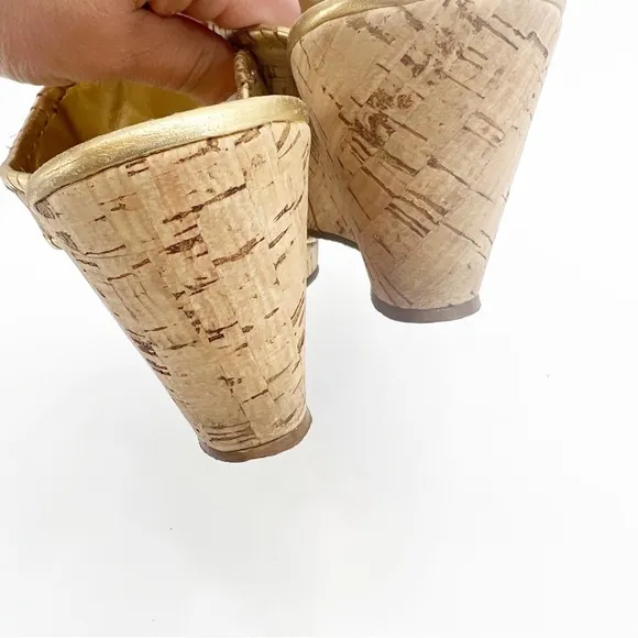 Jack Rogers Marbella Gold Cork Wedge Sandals, Size 8