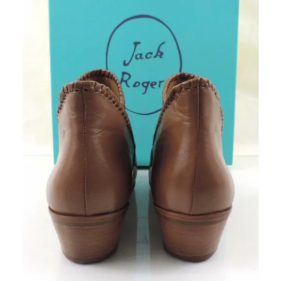 Jack Rogers Sadie Low Heel Ankle Boot Booties Leather Oak Size 7.5