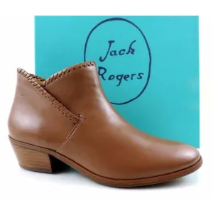 Jack Rogers Sadie Low Heel Ankle Boot Booties Leather Oak Size 7.5