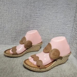 Jack Rogers Shelby Women's Size US 9M Brown Espadrille Wedge Slide Heels Sandals