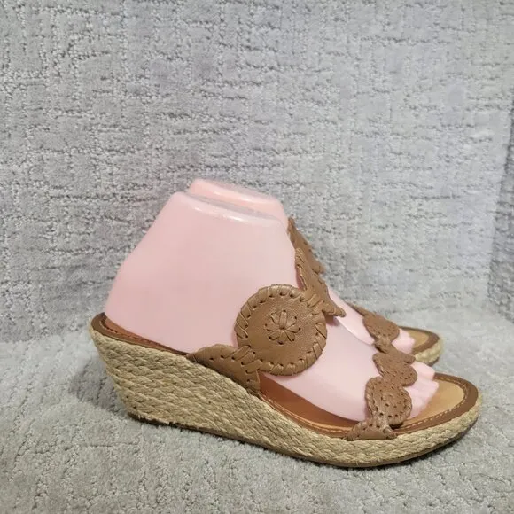 Jack Rogers Shelby Women's Size US 9M Brown Espadrille Wedge Slide Heels Sandals