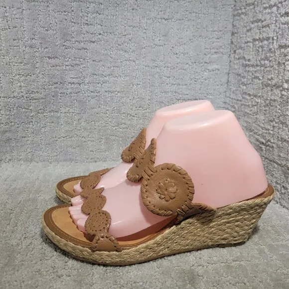 Jack Rogers Shelby Women's Size US 9M Brown Espadrille Wedge Slide Heels Sandals