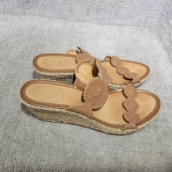Jack Rogers Shelby Women's Size US 9M Brown Espadrille Wedge Slide Heels Sandals