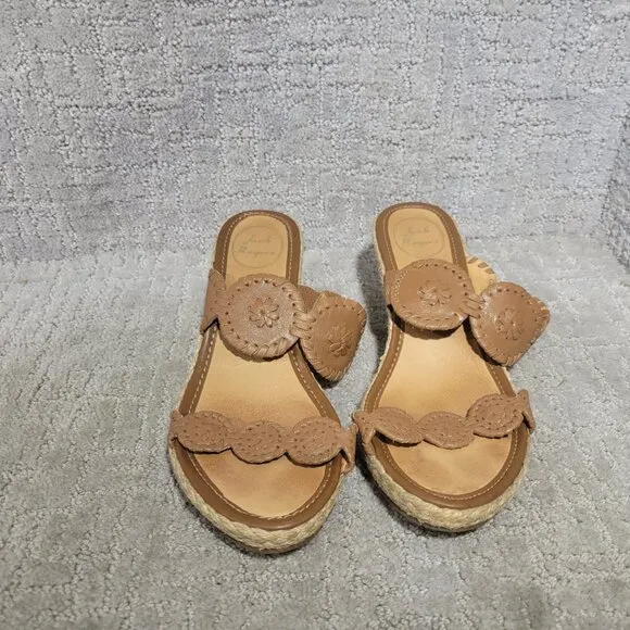 Jack Rogers Shelby Women's Size US 9M Brown Espadrille Wedge Slide Heels Sandals
